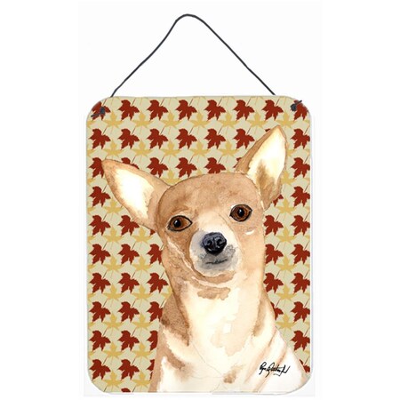 Carolines Treasures Chihuahua Fall Leaves Aluminium Metal Wall Or Door Hanging Prints RDR3015DS1216